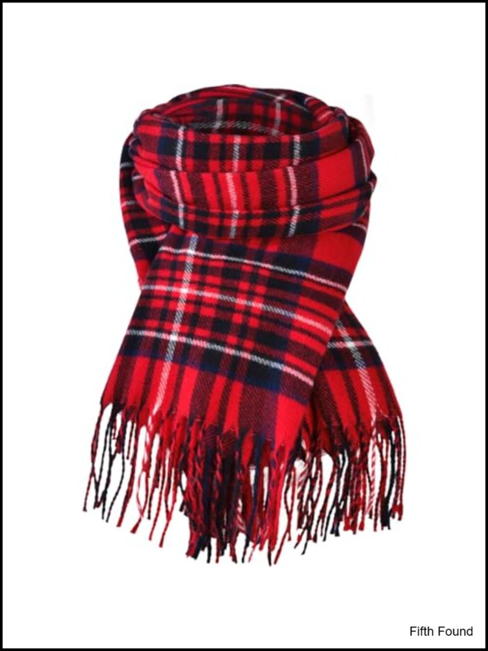 Plaid Shawl Wrap Oversized Winter Scarf Fringed Polyester